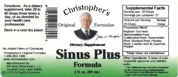 Christopher's Original Formulas Sinus Plus Formula - supplement