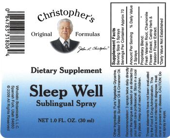 Christopher's Original Formulas Sleep Well Sublingual Spray - supplement