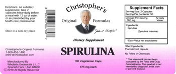 Christopher's Original Formulas Spirulina 475 mg - supplement