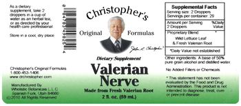Christopher's Original Formulas Valerian Nerve - supplement