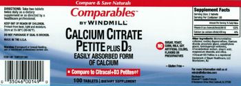 Comparables By Windmill Calcium Citrate Petite Plus D3 - 