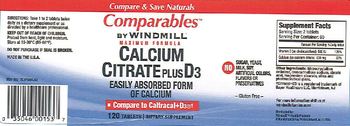 Windmill Comparables Calcium Citrate Plus D3 - supplement