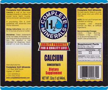 Complete H2O Minerals Calcium Concentrate - supplement
