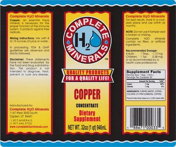 Complete H2O Minerals Copper Concentrate - supplement