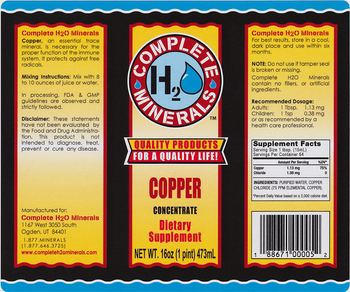 Complete H2O Minerals Copper Concentrate - supplement
