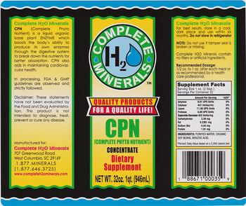 Complete H2O Minerals CPN (Complete Phyto Nutrient) Concentrate - supplement