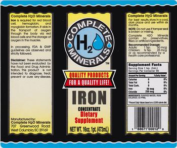 Complete H2O Minerals Iron Concentrate - supplement