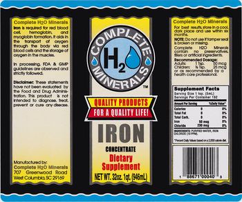 Complete H2O Minerals Iron Concentrate - supplement