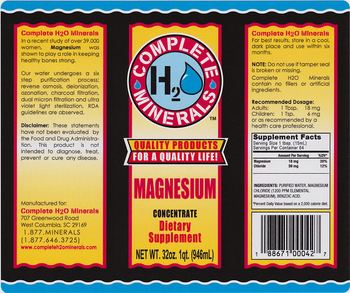 Complete H2O Minerals Magnesium Concentrate - supplement
