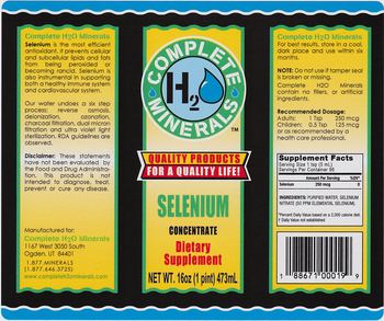 Complete H2O Minerals Selenium Concentrate - supplement