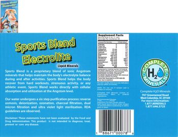 Complete H2O Minerals Sports Blend Electrolite Liquid Minerals - 