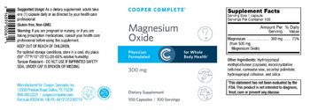 Cooper Complete Magnesium Oxide 300 mg - supplement