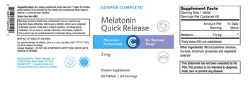 Cooper Complete Melatonin Quick Release 3 mg - supplement