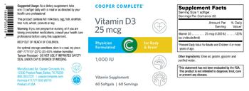 Cooper Complete Vitamin D3 25 mcg 1,000 IU - vitamin supplement