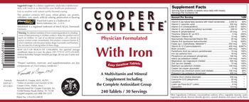Cooper Complete With Iron - a multivitamin and mineral supplement including the complete antioxidant group