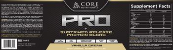 Core Nutritionals Pro Vanilla Cream - supplement