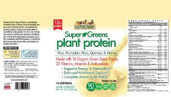 Country Farms Super Greens Plant Protein Tahitian Vanilla Flavor - supplement