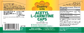 Country Life Acetyl L-Carnitine Caps 500 mg - supplement