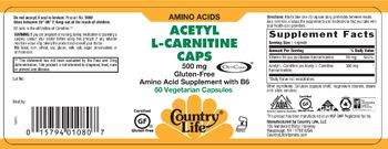 Country Life Acetyl L-Carnitine Caps 500 mg - supplement