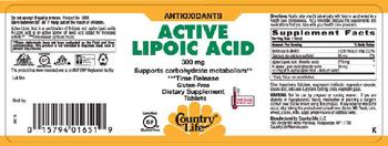 Country Life Active Lipoic Acid 300 mg - supplement