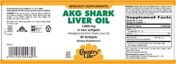 Country Life AKG Shark Liver Oil - supplement
