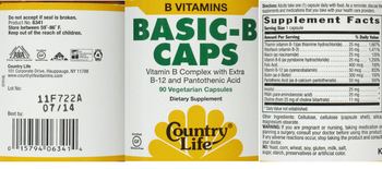 Country Life Basic-B Caps Vitamin B Complex With Extra B-12 And Pantothenic Acid - supplement