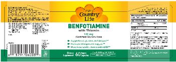 Country Life Benfotiamine 150 mg With Thiamin - supplement