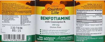 Country Life Benfotiamine With Coenzyme B1 150 mg - supplement
