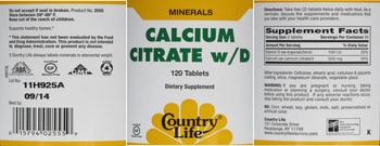 Country Life Calcium Citrate W/D - supplement