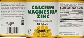 Country Life Calcium Magnesium Zinc With L-Glutamic Acd - supplement