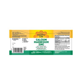 Country Life Calcium Magnesium Zinc With L-Glutamic Acid 1000 mg : 500 mg : 50 mg - supplement