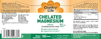 Country Life Chelated Magnesium 250 mg - supplement