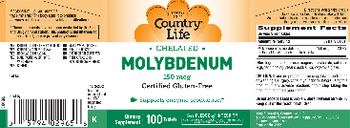 Country Life Chelated Molybdenum 150 mcg - supplement