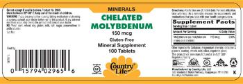 Country Life Chelated Molybdenum 150 mcg - supplement