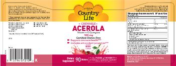 Country Life Chewable Acerola Vitamin C Complex 500 mg Berry Flavor - supplement