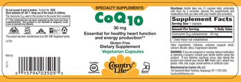 Country Life CoQ10 30 mg - supplement