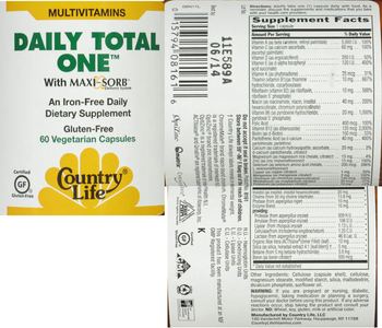 Country Life Daily Total One Iron Free - a ironfree daily supplement