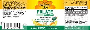 Country Life Folate 800 mcg DFE Orange Flavor - supplement