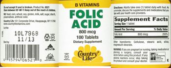 Country Life Folic Acid 800 mcg - supplement