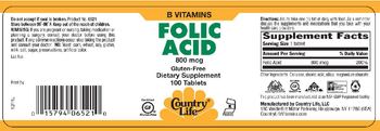 Country Life Folic Acid 800 mcg - supplement
