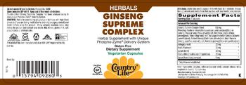 Country Life Ginseng Supreme Complex - supplement