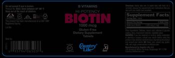 Country Life Hi-Potency Biotin 1000 mcg - vitamin supplement