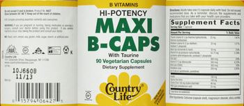 Country Life Hi-Potency Maxi B-Caps - supplement