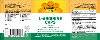 Country Life L-Arginine Caps 500 mg - supplement