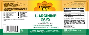 Country Life L-Arginine Caps 500 mg - supplement