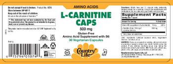 Country Life L-Carnitine Caps 500 mg - supplement