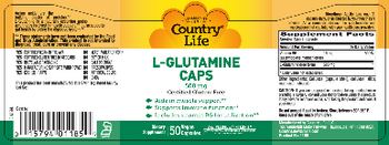 Country Life L-Glutamine Caps 500 mg - supplement
