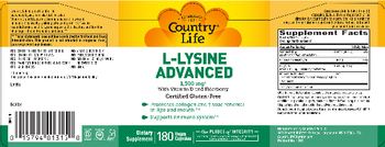 Country Life L-Lysine Advanced 1,500 mg - supplement