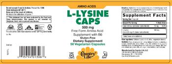 Country Life L-Lysine Caps 500 mg - supplement