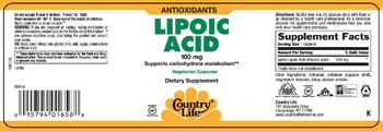 Country Life Lipoic Acid 100 mg - supplement